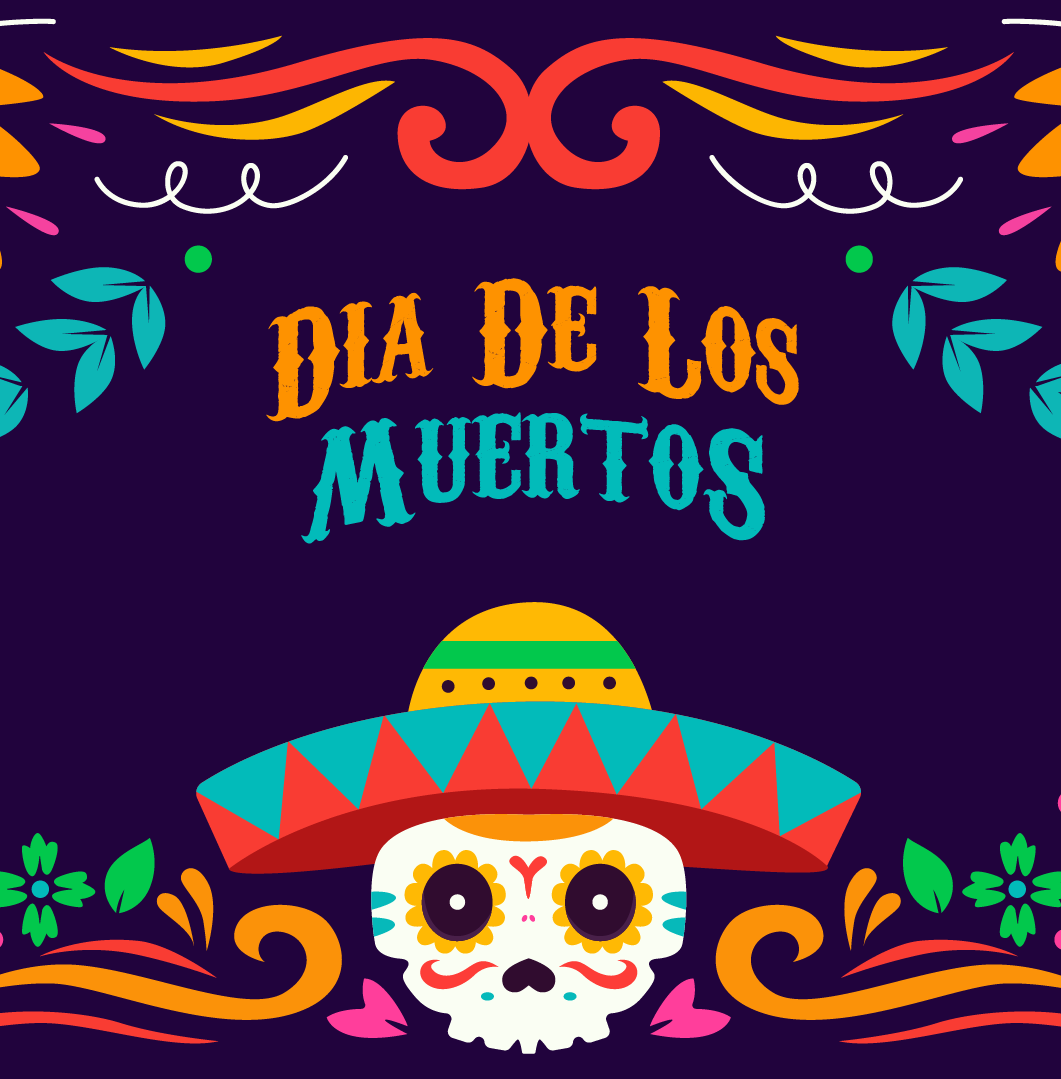 Colorful Dia De Los Muertos Photography Backdrop